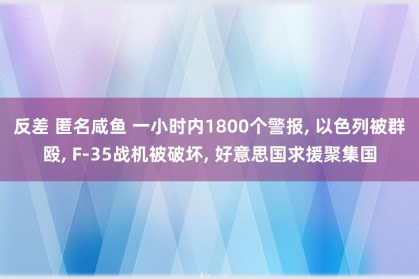 反差 匿名咸鱼 一小时内1800个警报， 以色列被群殴， F-35战机被破坏， 好意思国求援聚集国