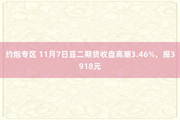 约炮专区 11月7日豆二期货收盘高潮3.46%，报3918元
