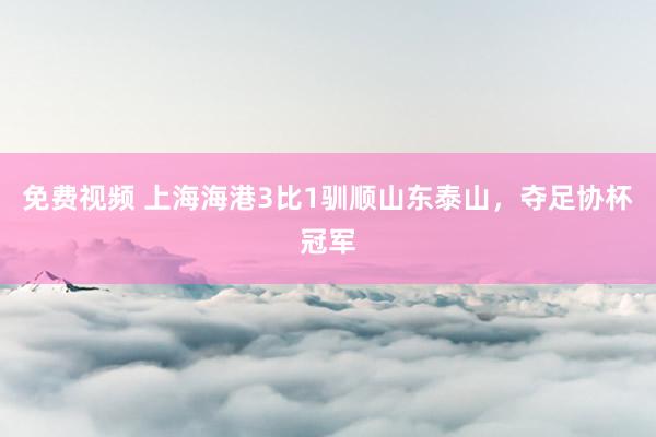 免费视频 上海海港3比1驯顺山东泰山，夺足协杯冠军