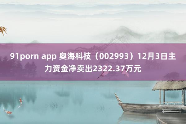 91porn app 奥海科技（002993）12月3日主力资金净卖出2322.37万元