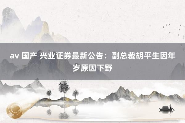 av 国产 兴业证券最新公告：副总裁胡平生因年岁原因下野