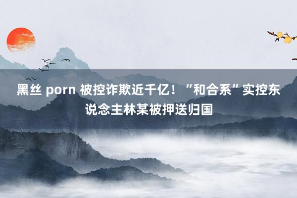 黑丝 porn 被控诈欺近千亿！“和合系”实控东说念主林某被押送归国
