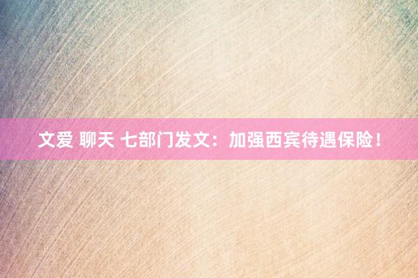 文爱 聊天 七部门发文：加强西宾待遇保险！