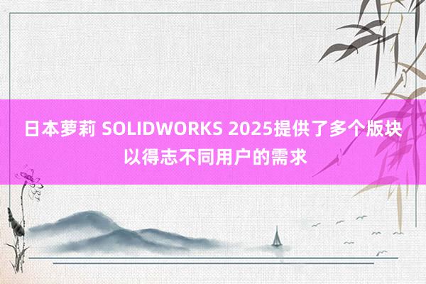 日本萝莉 SOLIDWORKS 2025提供了多个版块 以得志不同用户的需求