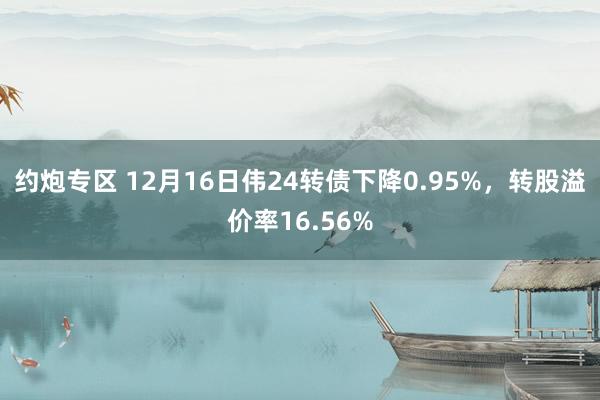 约炮专区 12月16日伟24转债下降0.95%，转股溢价率16.56%