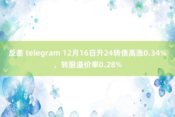 反差 telegram 12月16日升24转债高涨0.34%，转股溢价率0.28%