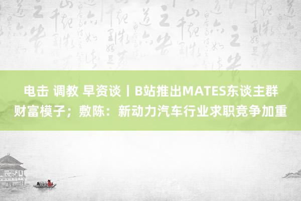 电击 调教 早资谈丨B站推出MATES东谈主群财富模子；敷陈：新动力汽车行业求职竞争加重