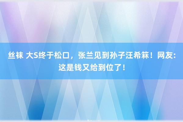 丝袜 大S终于松口，张兰见到孙子汪希箖！网友:这是钱又给到位了！