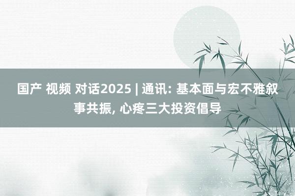 国产 视频 对话2025 | 通讯: 基本面与宏不雅叙事共振， 心疼三大投资倡导