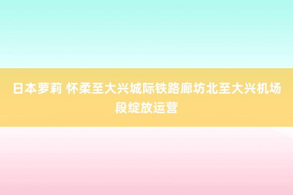 日本萝莉 怀柔至大兴城际铁路廊坊北至大兴机场段绽放运营