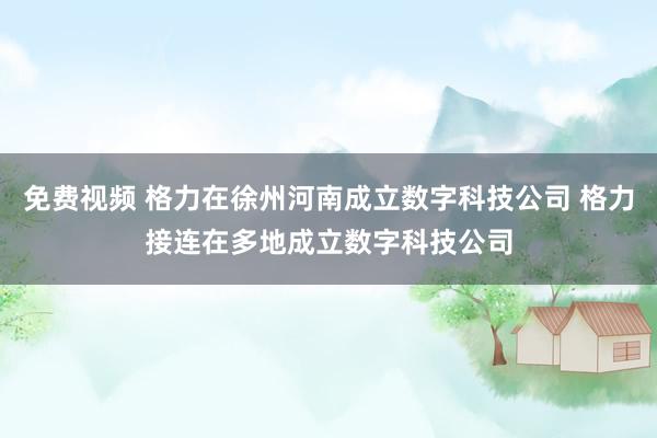 免费视频 格力在徐州河南成立数字科技公司 格力接连在多地成立数字科技公司
