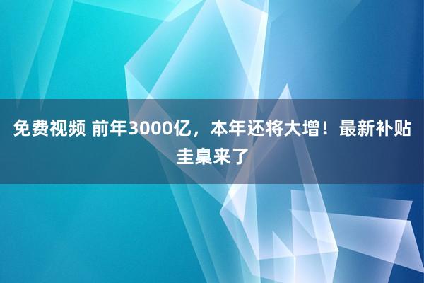 免费视频 前年3000亿，本年还将大增！最新补贴圭臬来了