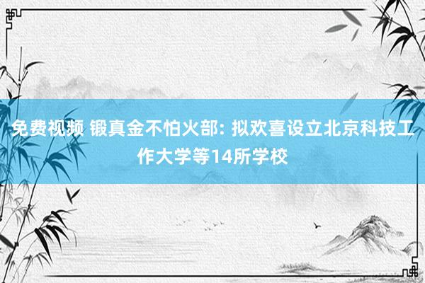 免费视频 锻真金不怕火部: 拟欢喜设立北京科技工作大学等14所学校