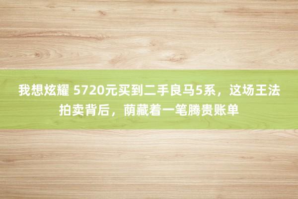 我想炫耀 5720元买到二手良马5系，这场王法拍卖背后，荫藏着一笔腾贵账单