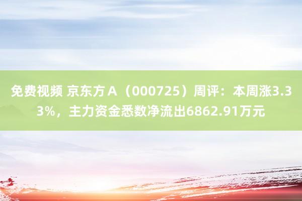 免费视频 京东方Ａ（000725）周评：本周涨3.33%，主力资金悉数净流出6862.91万元