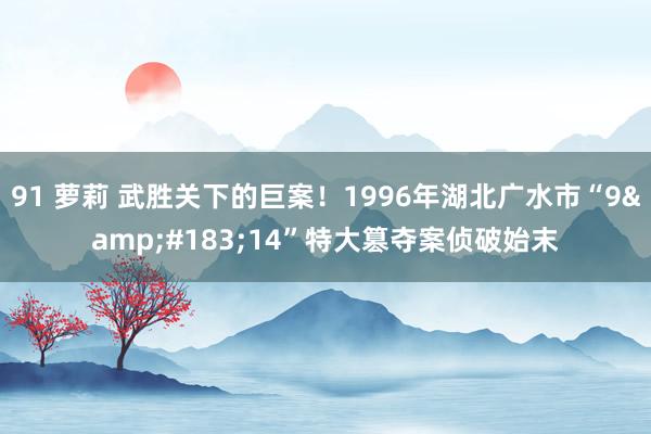 91 萝莉 武胜关下的巨案！1996年湖北广水市“9&#183;14”特大篡夺案侦破始末