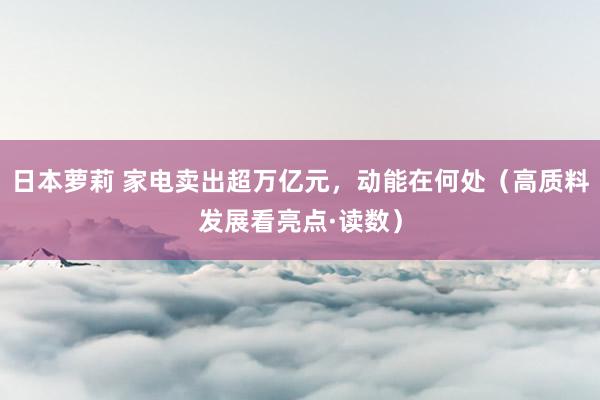 日本萝莉 家电卖出超万亿元，动能在何处（高质料发展看亮点·读数）