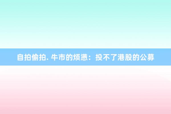 自拍偷拍. 牛市的烦懑：投不了港股的公募