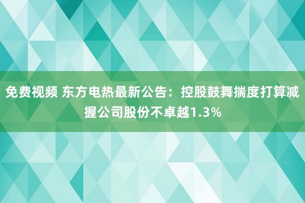 免费视频 东方电热最新公告：控股鼓舞揣度打算减握公司股份不卓越1.3%