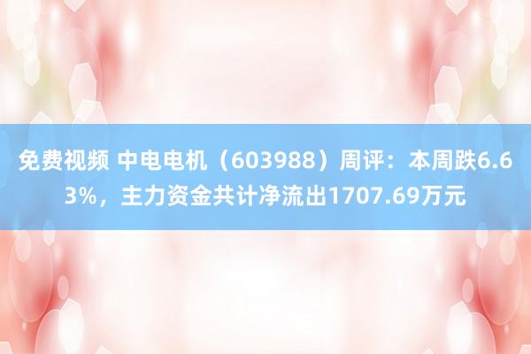 免费视频 中电电机（603988）周评：本周跌6.63%，主力资金共计净流出1707.69万元