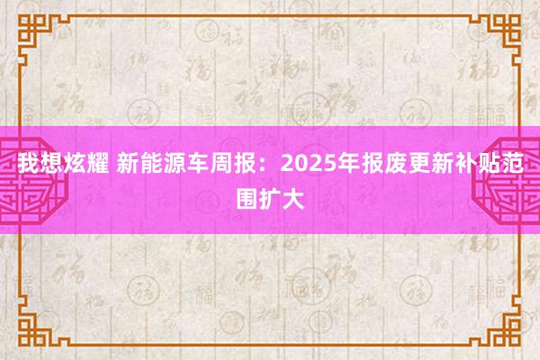 我想炫耀 新能源车周报：2025年报废更新补贴范围扩大
