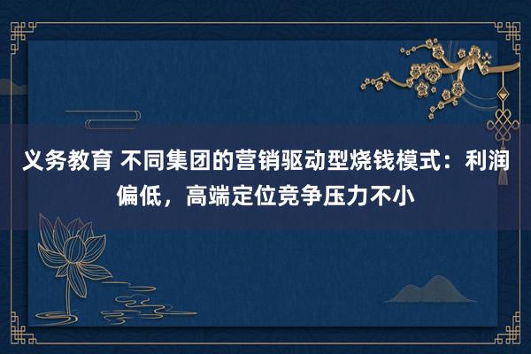 义务教育 不同集团的营销驱动型烧钱模式：利润偏低，高端定位竞争压力不小