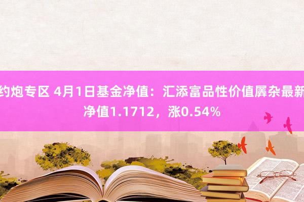 约炮专区 4月1日基金净值：汇添富品性价值羼杂最新净值1.1712，涨0.54%