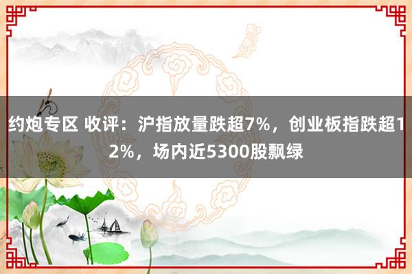 约炮专区 收评：沪指放量跌超7%，创业板指跌超12%，场内近5300股飘绿