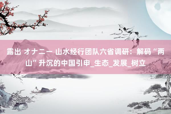 露出 オナニー 山水经行团队六省调研：解码“两山”升沉的中国引申_生态_发展_树立