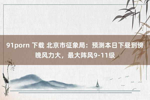 91porn 下载 北京市征象局：预测本日下昼到傍晚风力大，最大阵风9-11级
