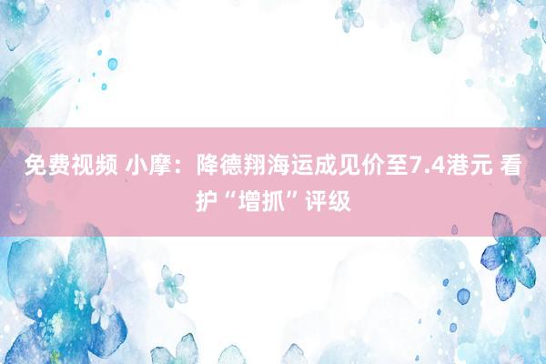 免费视频 小摩:降德翔海运成见价至7.4港元 看护“增抓”评级