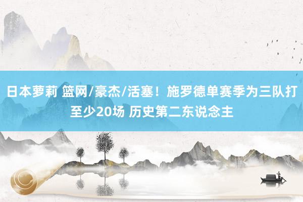 日本萝莉 篮网/豪杰/活塞！施罗德单赛季为三队打至少20场 历史第二东说念主