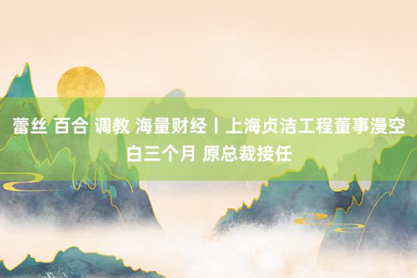 蕾丝 百合 调教 海量财经丨上海贞洁工程董事漫空白三个月 原总裁接任