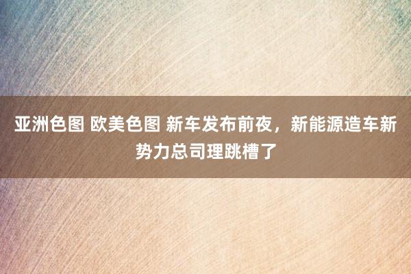 亚洲色图 欧美色图 新车发布前夜，新能源造车新势力总司理跳槽了