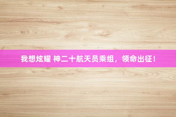 我想炫耀 神二十航天员乘组，领命出征！