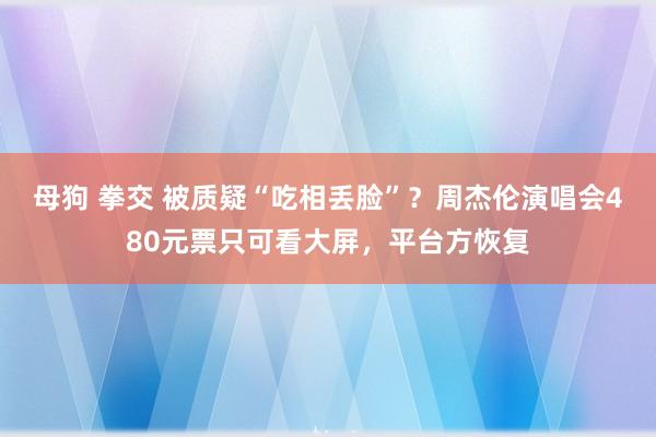 母狗 拳交 被质疑“吃相丢脸”？周杰伦演唱会480元票只可看大屏，平台方恢复
