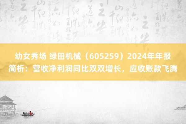 幼女秀场 绿田机械（605259）2024年年报简析：营收净利润同比双双增长，应收账款飞腾